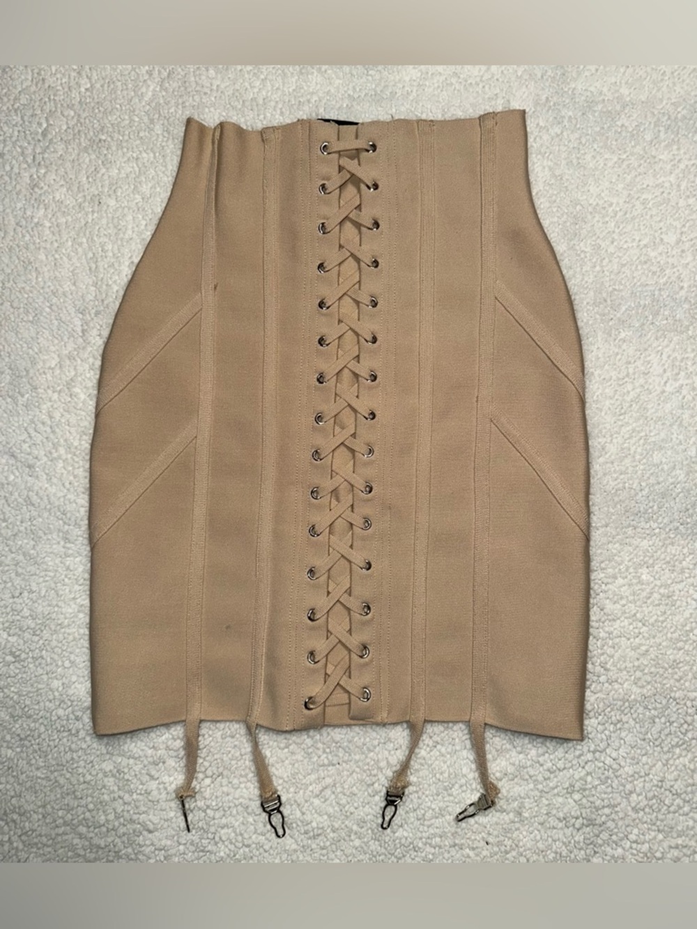 Forever 21 Tan Lace-Up Pencil Mini Skirt